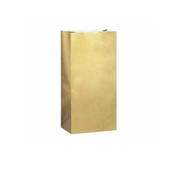 10 x Gold Coloured Party Paper Bags Treat Loot Lolly Gift Bag Birthday Favours Melbourne Supplies