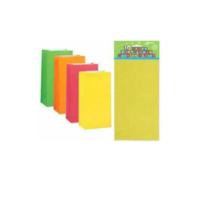 10 x Neon Coloured Party Paper Bags Treat Loot Lolly Gift Bag Birthday Favours Melbourne Supplies