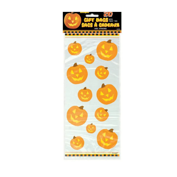 20 Halloween Scary Pumpkin Glow Cello Loot Lolly Treat Or Trick Party Bags Melbourne Supplies