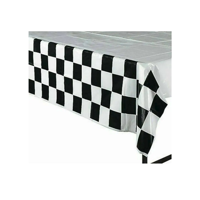 Black and White Checkered Table Cover Melbourne Supplies