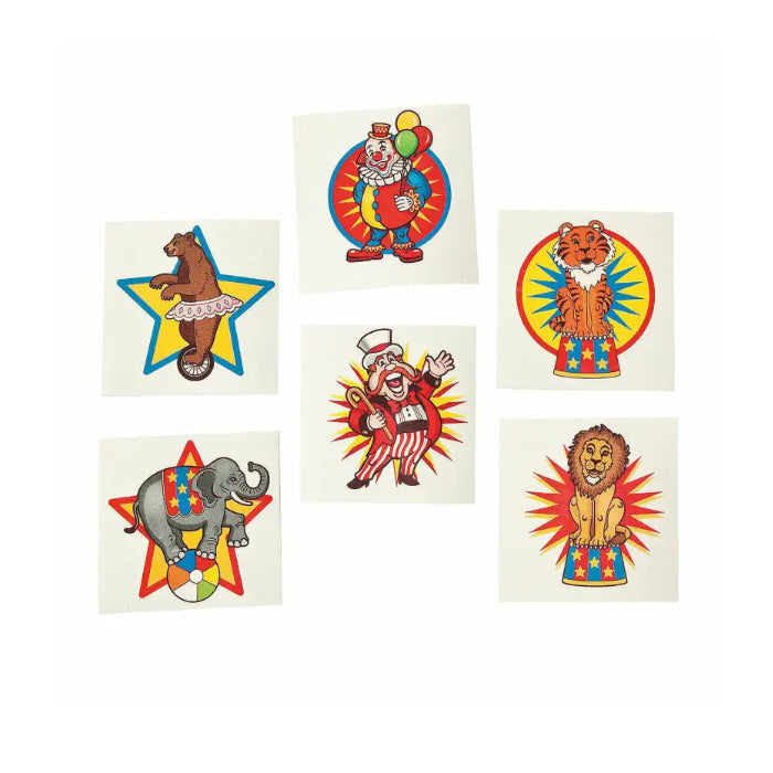 Circus Carnival Clown Party Supplies Favours Temporary Tattoos Pack of 36 Melbourne Supplies