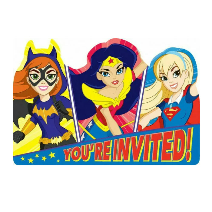 DC Birthday Super Hero Girls Invitations Pk 8 Melbourne Supplies