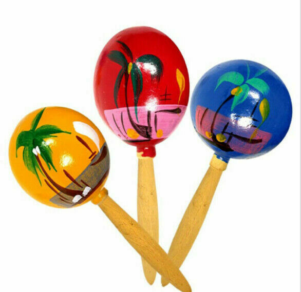 GENUINE HAND PAINTED MEXICAN MARACAS...Fiesta..Musical Percussion Instrument Melbourne Supplies