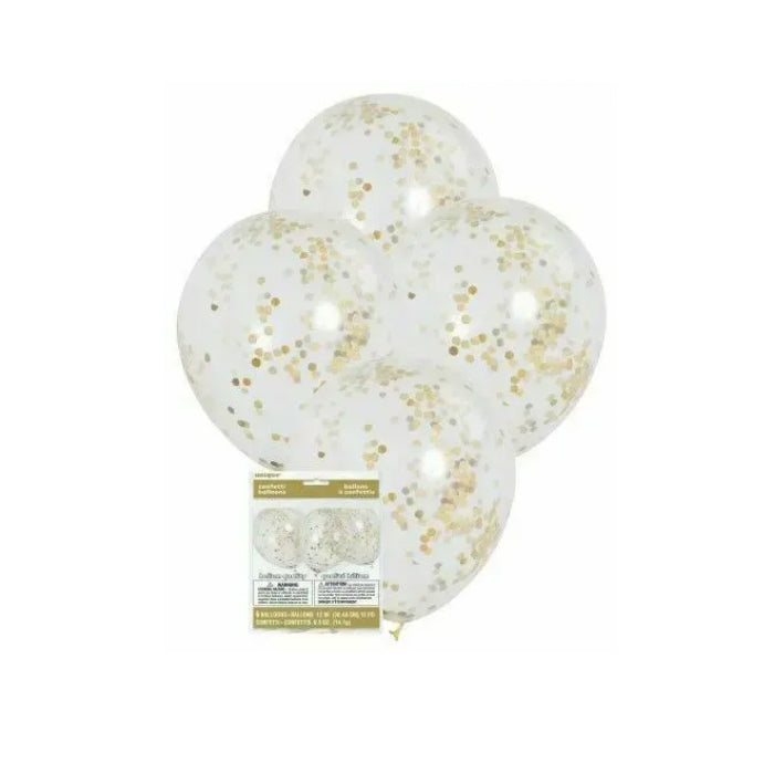 Gold Confetti Sequin 12"  Latex Helium Balloon Melbourne Supplies