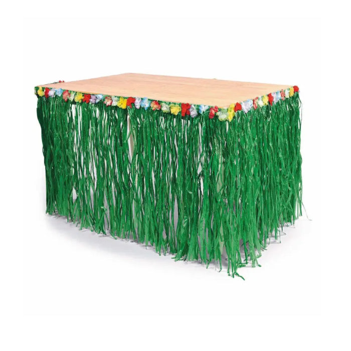 Green Flowered Artificial Grass Table Skirt Melbourne Supplies