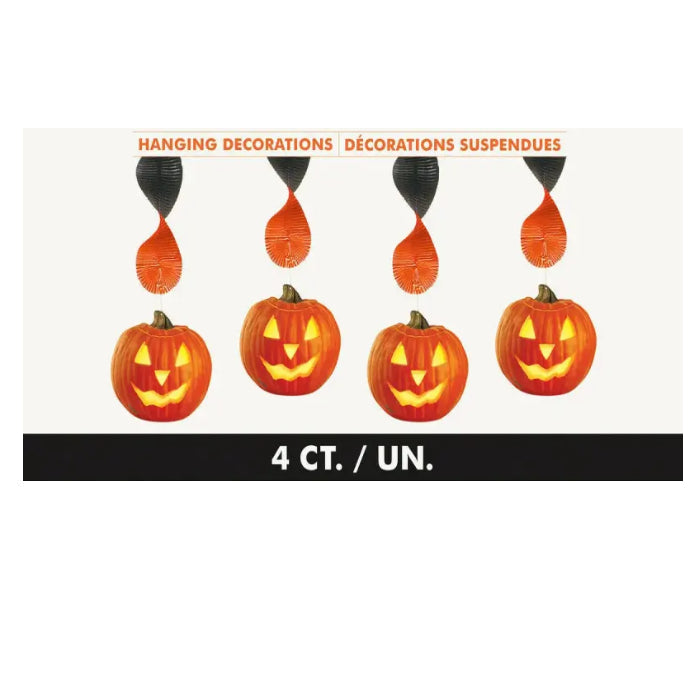 Halloween Spooky Party Sipplies 4 Foil Pumpkin Hanging Decoration Swirl Swirling Melbourne Supplies