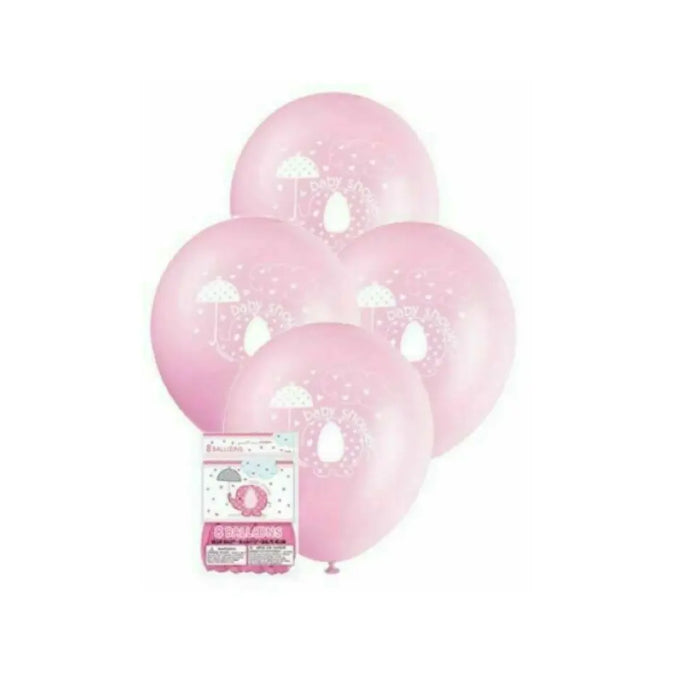 PINK ELEPHANT UMBRELLA GIRL BABY SHOWER PARTY SUPPLIES 8pk LATEX BALLOONS Melbourne Supplies