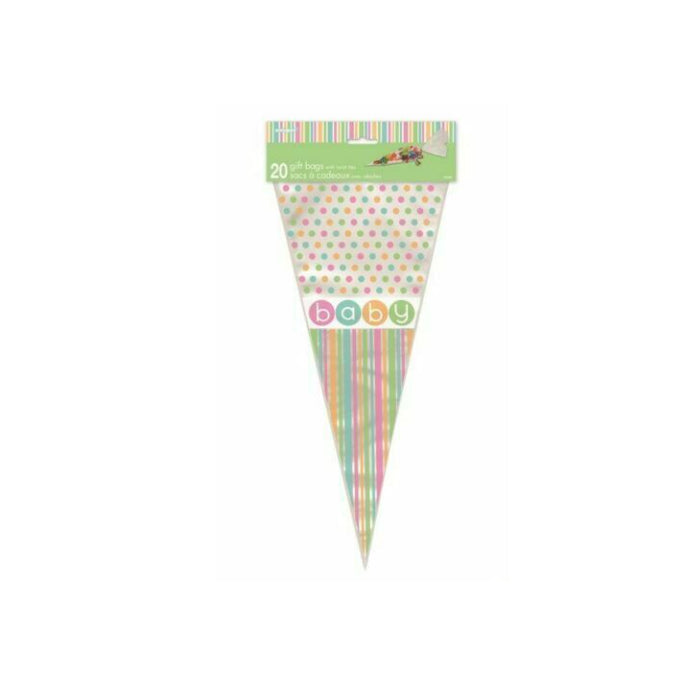 Pastel Baby Shower Cone Cello Bags Melbourne Supplies