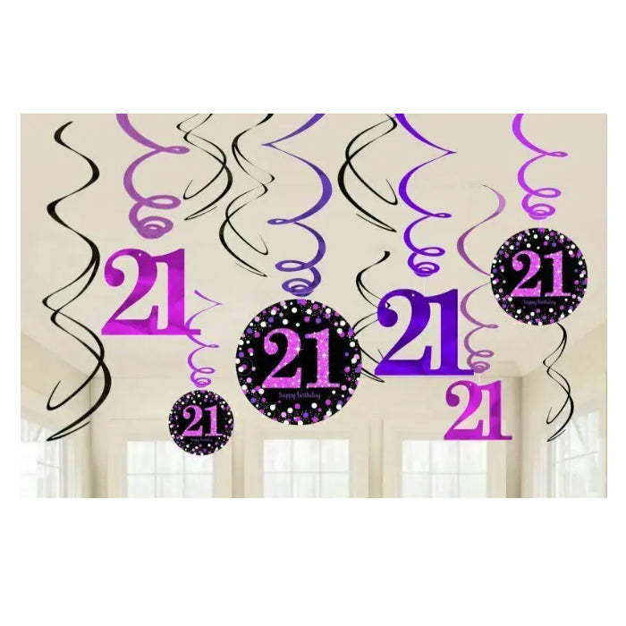 Pink Swirl Decorations 21st Birthday Party Supplies Pack Melbourne Supplies