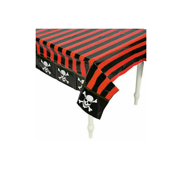 Pirate Black Red Striped Plastic Table Cover Melbourne Supplies