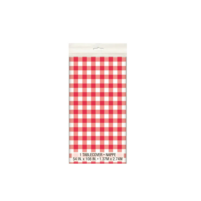 Red Gingham Check Plastic Table Cover Melbourne Supplies