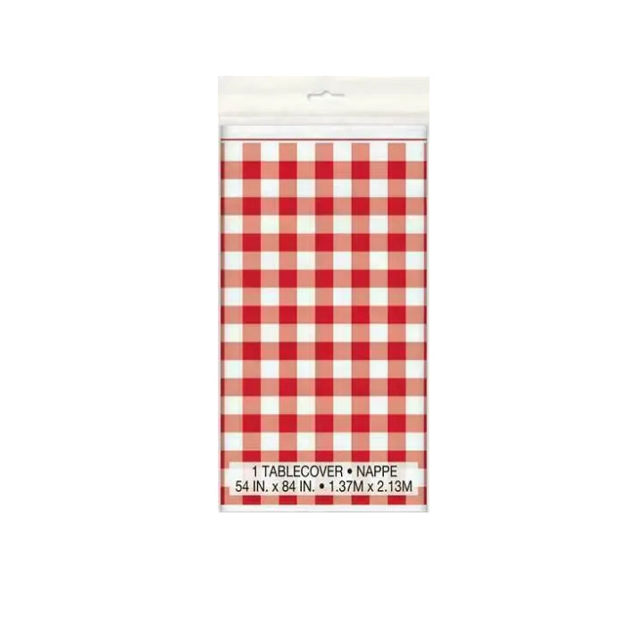 Red Gingham Check Plastic Tablecloth Melbourne Supplies