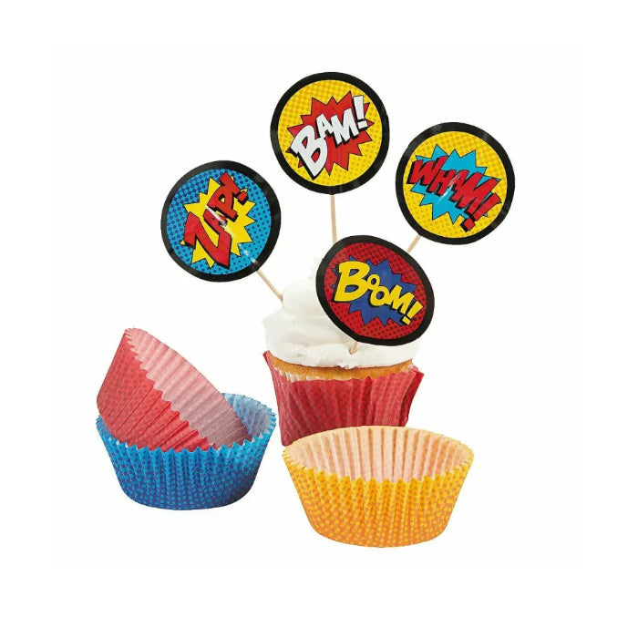 Superhero Cupcake Liners with Picks Melbourne Supplies