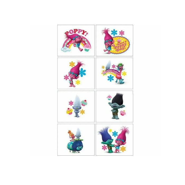 Trolls Party Supplies Favours Tattoos Sheet Melbourne Supplies