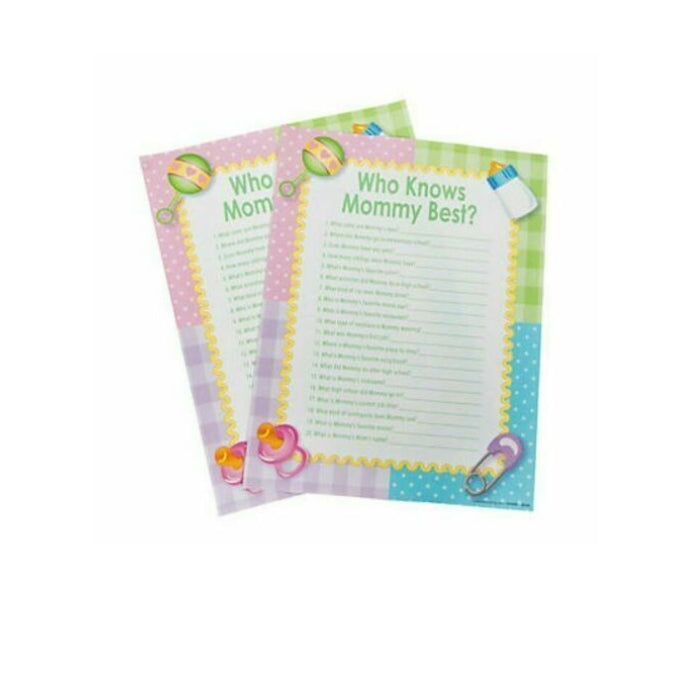 Who Knows Mommy Best Baby Shower Game Cards Melbourne Supplies