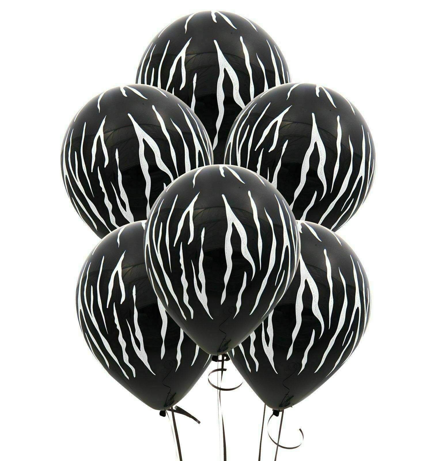 Zebra Tiger Striped Black Latex Balloons (x12) Jungle Zoo Helium Balloon Melbourne Supplies