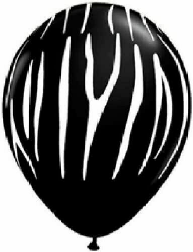 Zebra Tiger Striped Black Latex Balloons (x12) Jungle Zoo Helium Balloon Melbourne Supplies