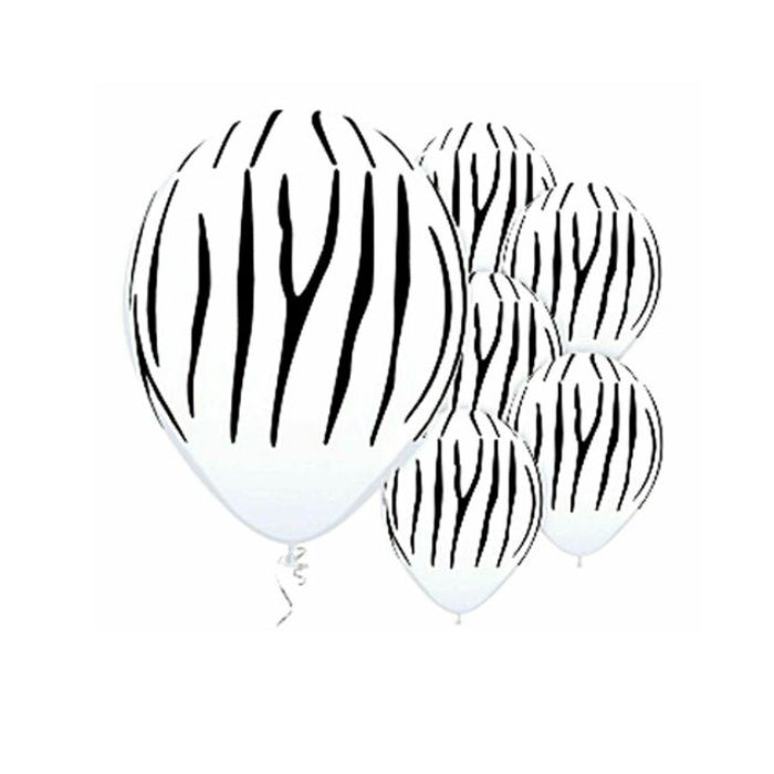 Zebra Tiger Striped White Balloons Melbourne Supplies